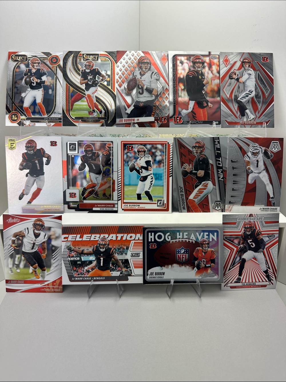 Joe Burrow & Ja'Marr Chase Cincinnati Bengals 14 card lot w/Tee Higgins